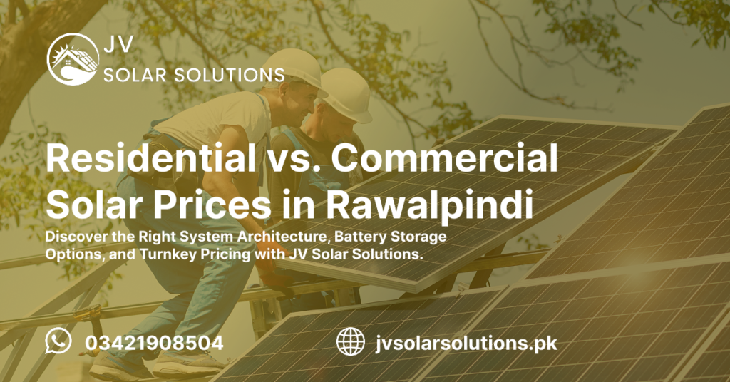 The purpose of this image is to make people comparison between residential and commercial solar systems.